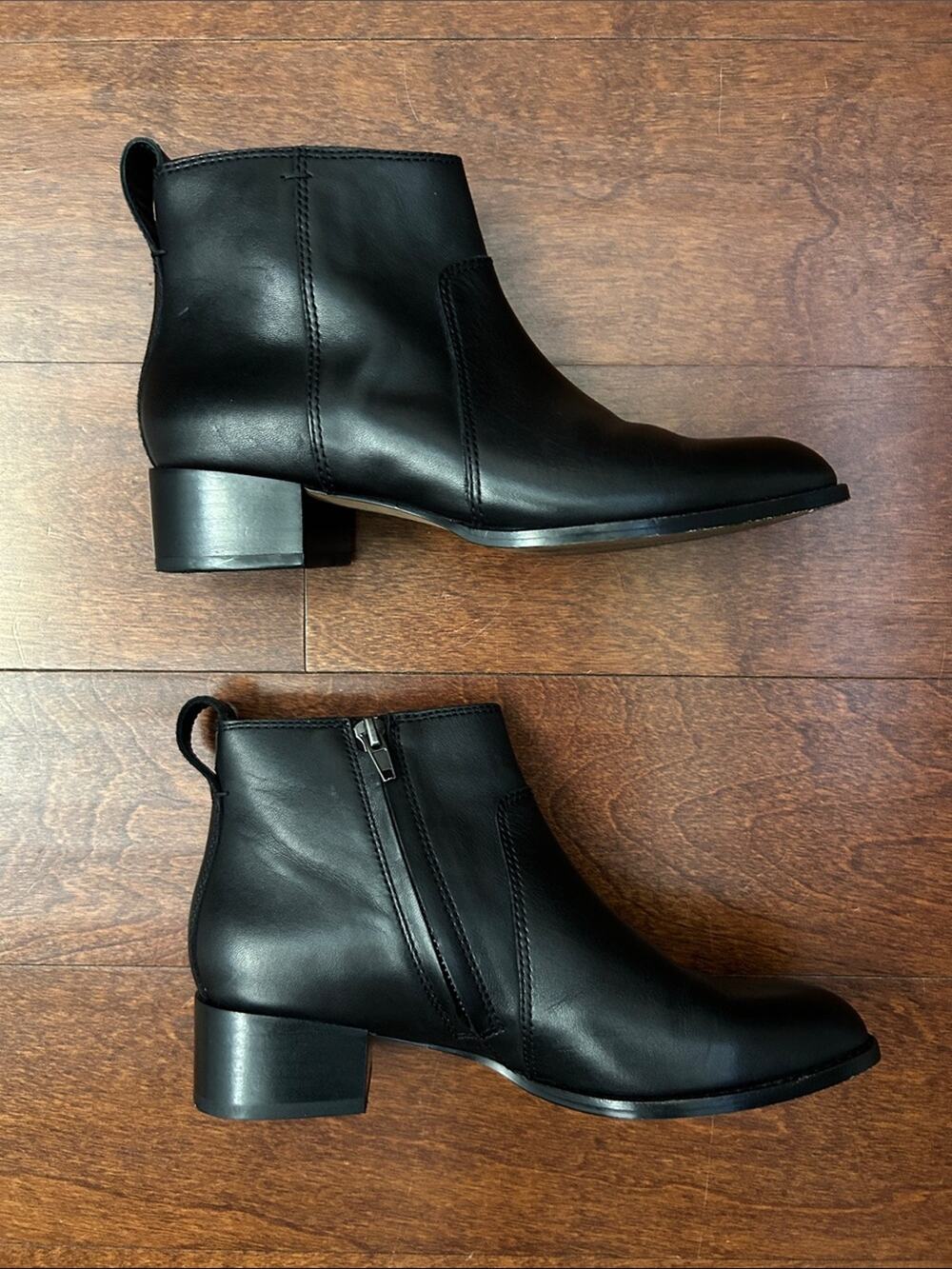 Madewell Classic Black Leather Ankle Booties, Size 5